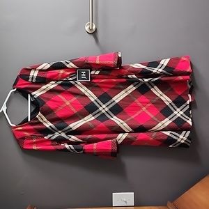 NWT JH Mini Flutter Sleeve Holiday Dress - Size XL (Black and Red Plaid)